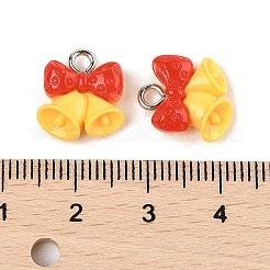 クリスマステーマの不透明樹脂ペンダント  プラチナ鉄ループ付き  鐘  13x12x5mm  穴：2mm&nbsp;RESI-S08-02F