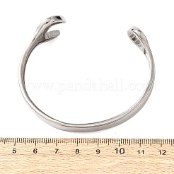 304ステンレススチール製カフバングル、女性用、男性用  レンチとソケット  プラチナ  内径：2.40インチ（6.1cm）&nbsp;BJEW-P386-03P