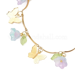 304ステンレススチールカーブリンクバーチェーンブレスレット  女性用ガラス＆アクリル  ライラック  7-1/2インチ（19.1cm）&nbsp;BJEW-JB12458-03