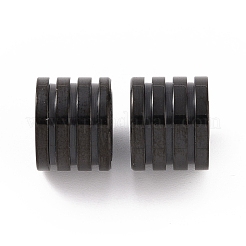 304ステンレススチールビーズ  大穴ビーズ  溝付き  コラム  電気泳動黒  10x8mm  穴：7mm&nbsp;STAS-G164-06B