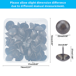鉄の丸い頭の釘  ソファフォームネイル  家具装飾用  ブラック  27x25mm  ピン：2mm  50個/箱&nbsp;IFIN-GA0001-05