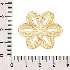 アイアン製コネクター  エッチングされた金属装飾  花  ゴールドカラー  32x29x2mm  穴：1.5mm&nbsp;IFIN-Q118-46G