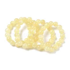 天然ゴールドシルク翡翠ラウンドビーズストレッチブレスレット（女性用）  ビーズ：12mm  内径：2.01インチ（5.1cm）&nbsp;BJEW-F535-01E