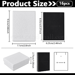 スポンジが入った厚紙紙のジュエリー収納ボックス  ギフトパッケージ用品  長方形  ホワイト  9.3x7.1x2.75cm&nbsp;CON-WH0112-013