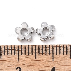 変色しない304ステンレススチールビーズ  花  ステンレス鋼色  5.5x2mm  穴：1.8mm&nbsp;STAS-B065-02P