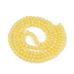 アクリル模造キャットアイビーズ連売り  ラウンド  きいろ  5.5~6mm  穴：0.9~1mm  約146~149個/連  30.31~31.5インチ（77~80cm）&nbsp;OACR-Q197-01A-17