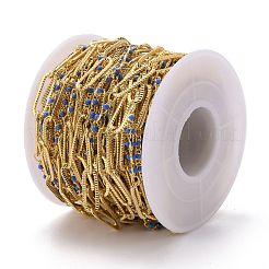 金メッキの手作りエナメルビーズチェーン  真鍮のペーパークリップチェーン  長持ちメッキ  ハンダ付け  スプールで  ブルー  リンク：15x5x0.7mmと5x1.7x2mm  約32.8フィート（10m）/ロール&nbsp;CHC-H101-01G-L