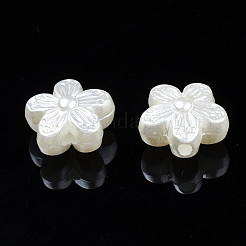 ABSプラスチックパール調ビーズ  花  貝殻色  10x10.5x6mm  穴：1.6mm  約1600個/500g&nbsp;KY-S163-445