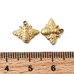 304ステンレスペンダント  ミツバチのチャーム  ゴールドカラー  10x12x2mm  穴：1.2mm&nbsp;STAS-P450-09G