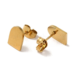 PVD真空メッキ304ステンレススチールスタッドピアス  長持ちメッキ  平らなアーチ  ゴールドカラー  9x6.5mm&nbsp;EJEW-Z040-11G