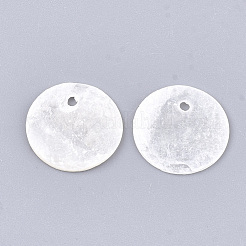 カピスシェルペンダント  フラットラウンド  ホワイトスモーク  15x0.5~1.5mm  穴：1.2~1.4mm&nbsp;SHEL-S274-71B