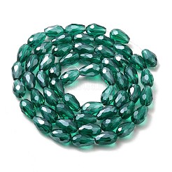 電気メッキガラスビーズセット  パール光沢メッキ  多面カット  ティアドロップ  ティール  15x10mm  穴：2mm&nbsp;X-EGLA-R008-15x10mm-2
