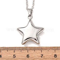 304ステンレススチール製スターペンダントアズキチェーンネックレス（男女兼用）  変色なし  ステンレス鋼色  18.07インチ（45.9cm）&nbsp;NJEW-K308-02A-P