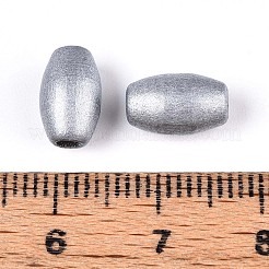 スプレー塗装されたシマウッドビーズ  ライス  銀  9.5~10x6~6.5mm  穴：1.8~2mm&nbsp;WOOD-T032-30B-02