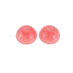 クリアアクリルカボション  グリッターパウダー付き  半円  レッド  12x6mm&nbsp;TACR-N006-51B-06