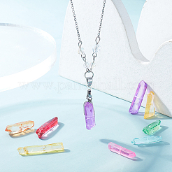 50g 7色の天然水晶ビーズ連売り  染め  柱  15~30x4~8x4~7mm  穴：1mm  8インチ  7.14 G /カラー&nbsp;G-BC0001-15