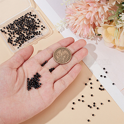 2連売り天然ブラックスピネルビーズ連売り  多面カット  ラウンド  3mm  穴：0.5mm  約132個/連  14.8インチ（37.5cm）&nbsp;G-OC0005-44
