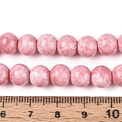 プリントガラスビーズ焼付塗装ガラスビーズ連売り  ラウンド  ライトコーラル  8~8.5mm  穴：1~1.2mm  約105~106個/連  30.71~31.10インチ（78~79cm）&nbsp;DGLA-N016-8mm-02