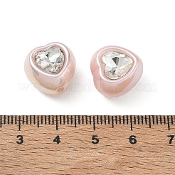 焼き絵のアクリル絵具とラインストーンビーズ  ハート  発見された  ミスティローズ  14x14x12mm  穴：2.5mm&nbsp;RB-CBA19D7-02A