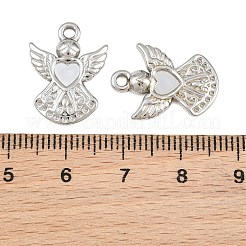 304ステンレススチールペンダントカボションセッティング  エンジェルチャーム  ステンレス鋼色  19x14x2mm  穴：2mm  トレイ：4.5x4.5mm&nbsp;SA-CBA1839-08P