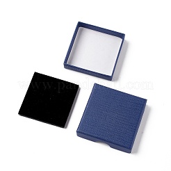 ペーパー スポンジ マット ネックレス ボックス  正方形  ダークブルー  7x7x1.65cm  内径：6.3x6.3x1のCM&nbsp;OBOX-G018-01A-05