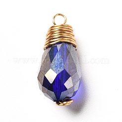 電気メッキガラスチャーム  ABカラーメッキ  銅線と  ティアドロップ  ミックスカラー  21x19mm  穴：2.4mm&nbsp;PALLOY-JF00899