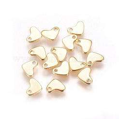 304ステンレススチールチャーム  空白タグのスタンプ  ハート  ゴールドカラー  5.5x7.5x0.9mm  穴：1.2mm&nbsp;STAS-E460-08G