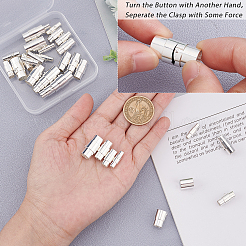 32セット4スタイルの真鍮ロックチューブマグネット留め具  コラム  銀  15~18x4~10mm  穴：3~8mm  8セット/スタイル&nbsp;KK-SC0002-88S