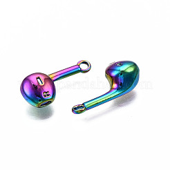レインボーカラーアロイペンダント  カドミウムフリー＆ニッケルフリー＆鉛フリー  イヤホン  21x9x6mm  穴：1.8mm&nbsp;PALLOY-N163-103-NR