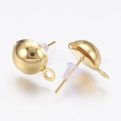 鉄スタッドピアスパーツ  プラスチック製ピアスキャッチとカン付き  ゴールドカラー  10mm  穴：1mm  ピン：1mm&nbsp;LS-IFIN-F136-10mm-08G