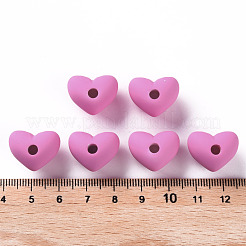 アクリルビーズ  ラバー加工スタイル  片穴ビーズ  ハート  カメリア  14.5x18.5x13.5mm  穴：3.5mm&nbsp;OACR-S039-03-82