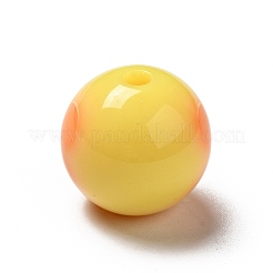 ツートンの不透明アクリルビーズ  ハート付きのラウンド  ゴールド  15.5mm  穴：2.8mm  約34個/79g&nbsp;LS-SACR-K003-03A