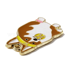合金エナメルチャーム  ライトゴールド  犬とボール  キャメル  26x15x1.5mm  穴：1.6mm&nbsp;ENAM-CJC0006-30