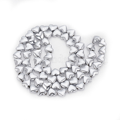電気メッキ磁気無し合成ヘマタイトビーズ連売り  ハート  プラチナメッキ  6x5.5x3mm  穴：1mm  約70個/連  15.7インチ&nbsp;G-T061-101J