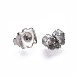 変色しない304ステンレススチール製イヤーナット  スタッド イヤリングのフリクション イヤリング バック  ステンレス鋼色  6.5x5mm  穴：0.8mm&nbsp;X-STAS-L221-12P