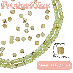1連売り天然ペリドットビーズ連売り  多面カット  キューブ  2x2x2mm  穴：0.6mm&nbsp;G-GO0001-72