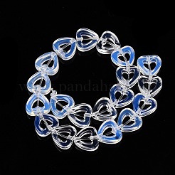 オパールビーズ連売り  中空の心  10x10x3~4mm  穴：1mm  約20個/連  7.48インチ（19cm）&nbsp;G-N342-97