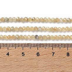 天然黄色ガーネットビーズ連売り  ラウンド  多面カット  3mm  穴：0.9mm  約150個/連  15.47''（39.3センチメートル）&nbsp;G-Z129-B01-3mm