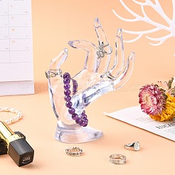 プラスチックリングディスプレイハンドモデル  OKのため  透明  10.5x6.5x15.5cm&nbsp;DIY-I047-04A