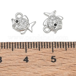 真鍮マイクロパヴェブラックキュービックジルコニアチャーム  魚のチャーム  プラチナ  9.5x9.5x3mm  穴：1.4mm&nbsp;CU-CBAB0CF-13P