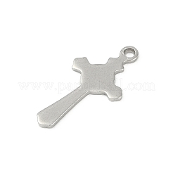 変色しない201ステンレススチールペンダント  クロスチャーム  ステンレス鋼色  16x8x1mm  穴：1mm&nbsp;STAS-C108-59P