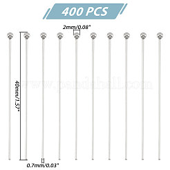 クラフトジュエリー製作用304ステンレススチールボールヘッドピン400個  ステンレス鋼色  40x0.7mm  21ゲージ  ヘッド：2mm&nbsp;STAS-PH0004-92
