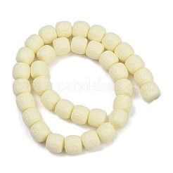 合成サンゴ彫刻ビーズ連売り  バレル  ベージュ  10.5x10mm  穴：1mm  約35個/連  13.78''（35センチメートル）&nbsp;CORA-R050-02