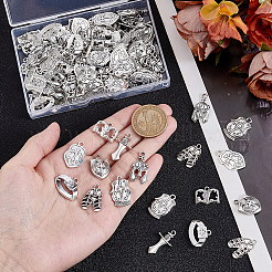チベットスタイル合金ペンダント  混合図形  アンティークシルバー  13.5~24.6x13~20x1.8~4mm  穴：1.6~2.5mm  12個/スタイル&nbsp;FIND-PH0027-26