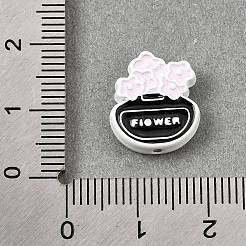 合金エナメルビーズ  花  ピンク  15x13x4mm  穴：1.2mm&nbsp;AL-CBA8B94-08A