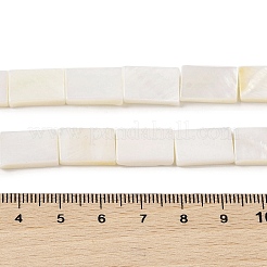天然淡水シェルビーズ連売り  長方形  フローラルホワイト  13.5~14x9~10x3mm  穴：0.9mm  約26個/連  14.65~14.80''（37.2~37.6センチメートル）&nbsp;BSHE-H018-03
