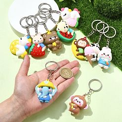 プラスチックキーホルダー  鉄パーツ  混合動物  ミックスカラー  10~10.5cm&nbsp;KEYC-CJ00007