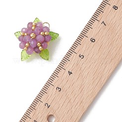 染色された天然マレーシアジェイドとガラスビーズのペンダント  アクリルリーフ付きフラワーチャーム  ゴールドカラー  ミディアム蘭  22x23x11mm  丸カン：4x0.5ミリ  内径：3mm&nbsp;PALLOY-MZ01265-03