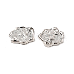 ラックメッキ合金ペンダント  カドミウムフリー＆鉛フリー  男柄のフラワーチャーム  プラチナ  20x18x2.5mm  穴：1.8mm&nbsp;FIND-G044-33P
