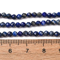 天然石ラピスラズリビーズ連売り  多面カット  ラウンド  3.5mm  穴：0.7mm  約122個/連  14.84''（37.7センチメートル）&nbsp;G-D320-A03-3mm
